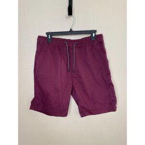 Michael Brandon Essentials Mens Burgundy Drawstring Shorts Size L Cotton Blend